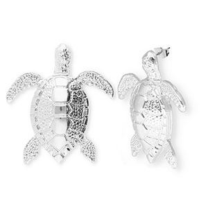 Trendy earrings&nbsp;/&nbsp;earpins turtle with stainless steel post Silver