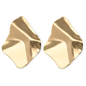 Statement earrings&nbsp;/&nbsp;earpins organic rhombus with stainless steel post Gold