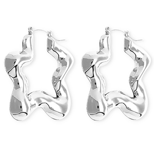 Statement earrings &nbsp;/&nbsp;creoles star with stainless steel post Silver
