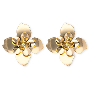 Statement earrings&nbsp;/&nbsp;earpins flower with stainless steel post Gold