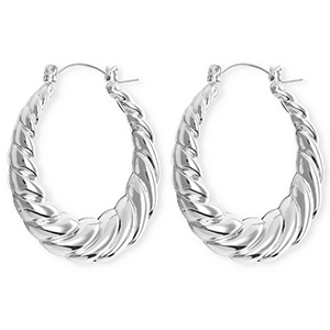 Statement earrings &nbsp;/&nbsp;creoles twisted with stainless steel post Silver
