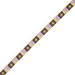 BY31&reg; Ribbon tekst moon and star Dark Brown-Lavender Purple-Lime Yellow-Gold