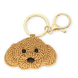 Keychain dog Gold-Light Brown-Black