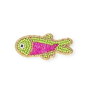 Brooches fish Gold-Magenta-Dark Lime Green