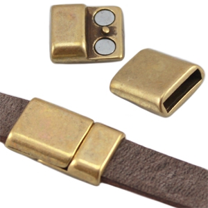DQ European metal magnetic clasp (for 10mm flat leather) Antique Bronze (nickel free)
