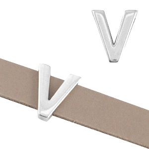 DQ metal letter slider "V" &Oslash;10.3x2.3mm Antique silver (nickel free)