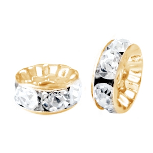 Rhinestone crystal rondelle 8mm Gold-crystal
