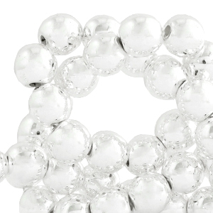 Round hematite beads 6mm metal coating  Silver