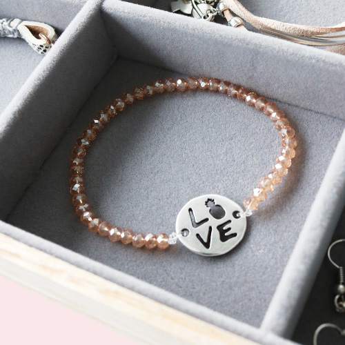 Bracelets with matching earrings of Designer Quality metal, genuine DQ European leather, ImpressArt and faceted beads