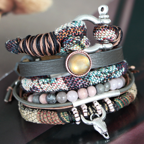 Nice arm candy made with stitched cord bohemian style