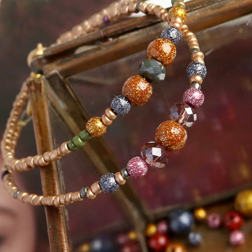 Sparkling earrings & bracelets with new acrylic beads glitter 