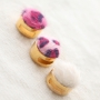 Fluffy jewellery with faux fur cabochons, faceted beads, wooden beads, settings and Cuoio bracelets