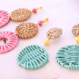 Festival earrings with rattan pendants!