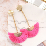 Colourful earrings with new tassels, cowrie shells and DQ European metal