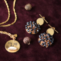 Festive earrings with ornaments for jewellery and pompom charms