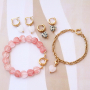 Design trendy earrings with the heart and star natural stone beads. 