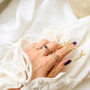 Elegant stainless steel rings with natural stone
