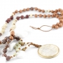 Beautiful natural beads made of jade and agate,threaded and with a knotted technique