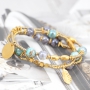 Pretty jewellery with marbled glassbeads,tassels, round sead beads and nice Designer Quality pearls and beads!