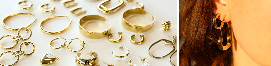 Just in: stainless steel earrings in gold and silver